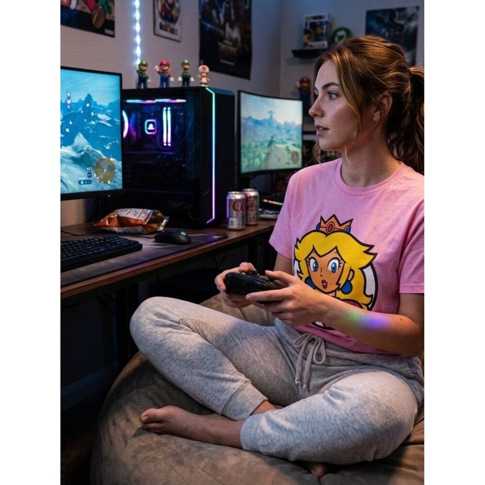 Nintendo Princess Peach From Super Mario Pink Tee Size Small